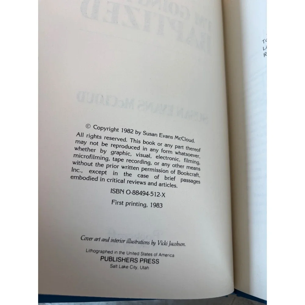 I'm Going to Be Baptized Susan Evans McCloud 1983 Hardcover LDS Bookcraft 1st Ed